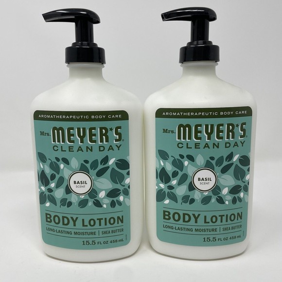 Mrs. Meyer’s Clean Day Basil Scent Body Lotion Shea Butter 15.5 oz Lot Of 2